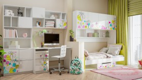 Детская комната Флер (Белый/корпус Выбеленное дерево) в Куйбышеве - kujbyshev.katalogmebeli.com | фото 2