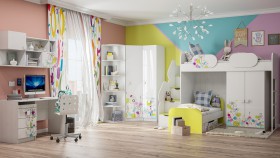 Детская комната Флер (Белый/корпус Выбеленное дерево) в Куйбышеве - kujbyshev.katalogmebeli.com | фото 3