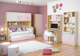 Детская комната Грэйси (Розовый/Серый/корпус Клен) в Куйбышеве - kujbyshev.katalogmebeli.com | фото 2