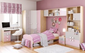 Детская комната Грэйси (Розовый/Серый/корпус Клен) в Куйбышеве - kujbyshev.katalogmebeli.com | фото 3