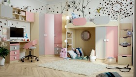 Детская комната Грэйси (Розовый/Серый/корпус Клен) в Куйбышеве - kujbyshev.katalogmebeli.com | фото