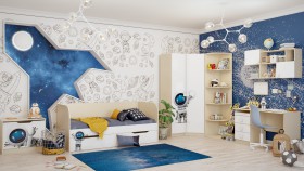 Детская комната Санни (Белый/корпус Клен) в Куйбышеве - kujbyshev.katalogmebeli.com | фото 2