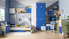 Детская комната Скай (Синий/Белый/корпус Клен) в Куйбышеве - kujbyshev.katalogmebeli.com | фото 1