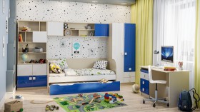 Детская комната Скай Люкс (Синий/Белый/корпус Клен) в Куйбышеве - kujbyshev.katalogmebeli.com | фото