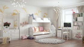 Детская комната Совушки (Белый/корпус Выбеленное дерево) в Куйбышеве - kujbyshev.katalogmebeli.com | фото 3
