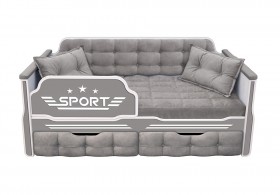 Кровать 160 серии Спорт 2 ящика 45 Серый (подушки) в Куйбышеве - kujbyshev.katalogmebeli.com | фото 1