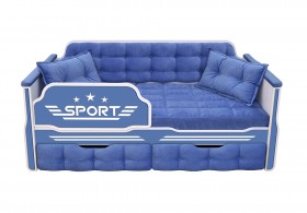Кровать 160 серии Спорт 2 ящика 85 Синий (подушки) в Куйбышеве - kujbyshev.katalogmebeli.com | фото