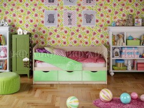 Кровать Бабочки 1,6м (Салатовый металлик) в Куйбышеве - kujbyshev.katalogmebeli.com | фото