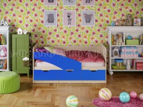 Кровать Бабочки 1,6м (Синий матовый) в Куйбышеве - kujbyshev.katalogmebeli.com | фото 1