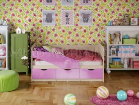 Кровать Бабочки 1,6м (Сиреневый металлик) в Куйбышеве - kujbyshev.katalogmebeli.com | фото