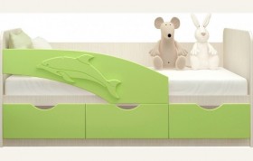Кровать детская 1,6м Дельфин (Салатовый металлик) в Куйбышеве - kujbyshev.katalogmebeli.com | фото