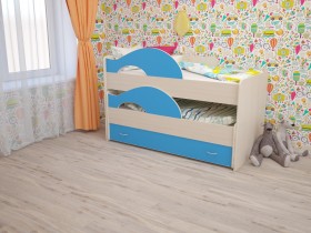 Кровать детская Радуга 1600 Млечный дуб/Голубой в Куйбышеве - kujbyshev.katalogmebeli.com | фото