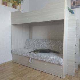 Кровать двухъярусная с диваном (Беленый дуб) в Куйбышеве - kujbyshev.katalogmebeli.com | фото