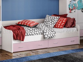 Кровать Fashion-1 Вега 0,9 м (Белый/Розовый) в Куйбышеве - kujbyshev.katalogmebeli.com | фото