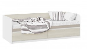 Кровать «Сканди» с 2 ящиками Дуб Гарден/Белый/Глиняный серый в Куйбышеве - kujbyshev.katalogmebeli.com | фото 1