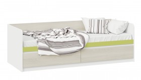 Кровать «Сканди» с 2 ящиками Дуб Гарден/Белый/Зеленый в Куйбышеве - kujbyshev.katalogmebeli.com | фото 1