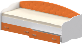 Кровать Софа-7 с мягкой спинкой (800х1900) Белый/Оранжевый в Куйбышеве - kujbyshev.katalogmebeli.com | фото 1
