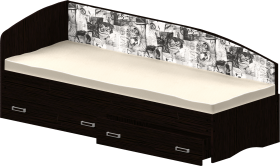 Кровать Софа-9 с мягкой спинкой с рисунком Милана (900х1900) Венге в Куйбышеве - kujbyshev.katalogmebeli.com | фото 1