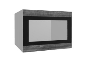 Лофт ВПГСФ 600 шкаф верхний горизонтальный со стеклом высокий с фотопечатью (Дуб бурый/корпус Серый) в Куйбышеве - kujbyshev.katalogmebeli.com | фото