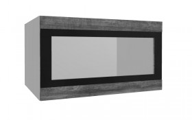 Лофт ВПГСФ 800 шкаф верхний горизонтальный со стеклом высокий с фотопечатью (Дуб бурый/корпус Серый) в Куйбышеве - kujbyshev.katalogmebeli.com | фото