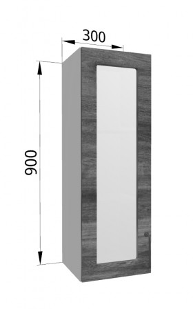 Лофт ВПС 300 шкаф верхний со стеклом высокий (Дуб бурый/корпус Серый) в Куйбышеве - kujbyshev.katalogmebeli.com | фото