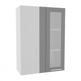 Лофт ВПУС 650 шкаф верхний угловой со стеклом высокий (Дуб бурый/корпус Серый) в Куйбышеве - kujbyshev.katalogmebeli.com | фото