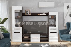 Мебель для гостиной МГС 6 (Исполнение 1/Венге/Белый глянец) в Куйбышеве - kujbyshev.katalogmebeli.com | фото