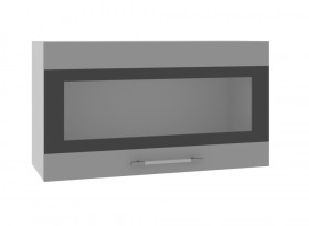 Ройс ВПГСФ 800 Шкаф верхний горизонтальный со стеклом с фотопечатью высокий (Белый софт/корпус Серый) в Куйбышеве - kujbyshev.katalogmebeli.com | фото