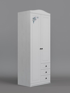 Шкаф 2-х створчатый с ящиками Бэлла (Выбеленное дерево/Белый) в Куйбышеве - kujbyshev.katalogmebeli.com | фото