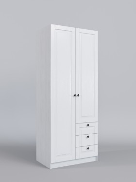 Шкаф 2-х створчатый с ящиками Классика (Белый/корпус Выбеленное дерево) в Куйбышеве - kujbyshev.katalogmebeli.com | фото