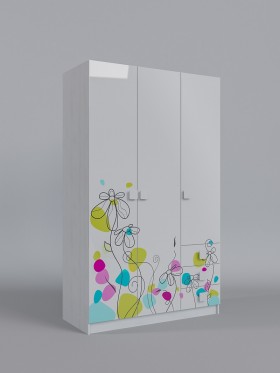 Шкаф 3-х створчатый с ящиками Флёр (Белый/корпус Выбеленное дерево) в Куйбышеве - kujbyshev.katalogmebeli.com | фото