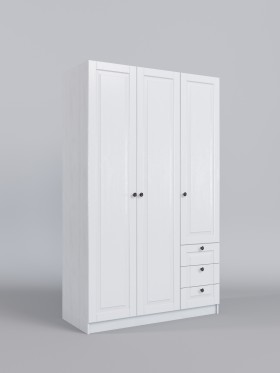 Шкаф 3-х створчатый с ящиками Классика (Белый/корпус Выбеленное дерево) в Куйбышеве - kujbyshev.katalogmebeli.com | фото