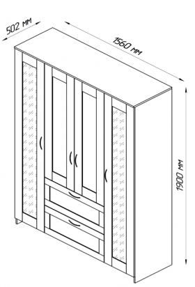 Шкаф четырехдверный Сириус с 2 зеркалами и 2 ящиками белый в Куйбышеве - kujbyshev.katalogmebeli.com | фото 2