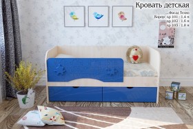 Техно Кровать детская 2 ящика 1.6 Синий глянец в Куйбышеве - kujbyshev.katalogmebeli.com | фото